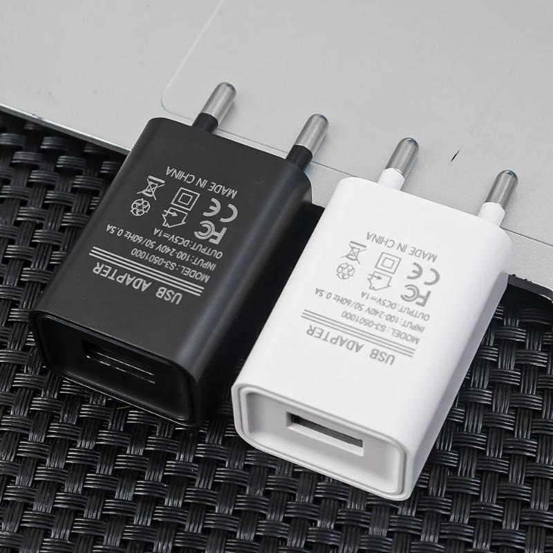 EU Plug 5V 1A Universal USB Wall CellPhone Charger Portable Charging Block Travel Power Adapters For IPhone IPad Samsung Xiaomi