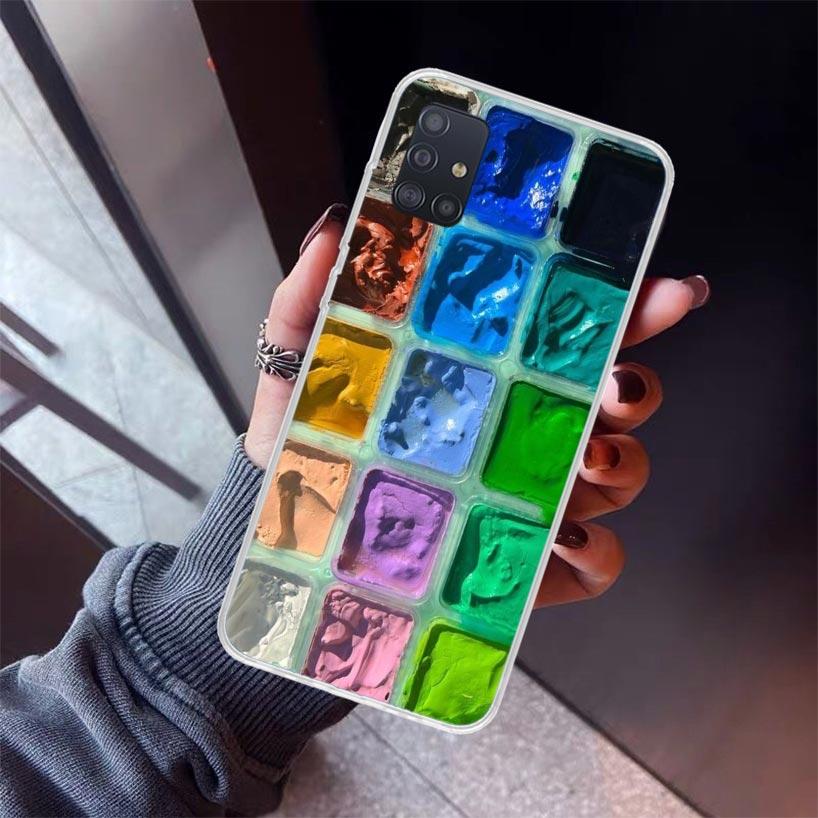 Watercolors Set Paint Palette Painting Box Phone Case For Samsung Galaxy A12 A52S A42 A32 A22 A51 A50 Note 20 Ultra 10 S10 Plus