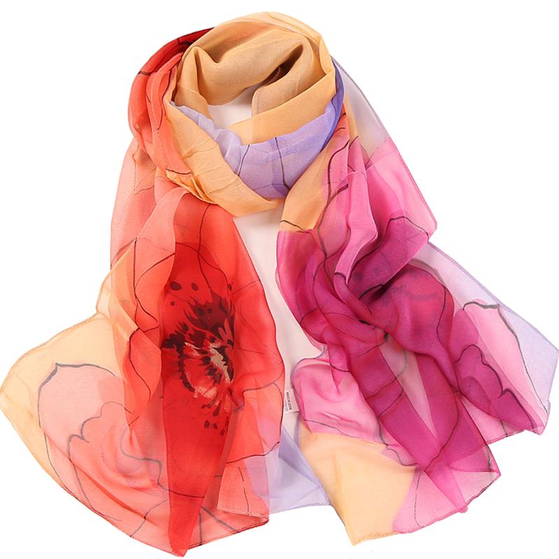 

Новый модный шарф Madam Pretty, солнцезащитный платок, индивидуальный дизайн с цветком лотоса, тонкие женские шарфы из жоржета оптом one size