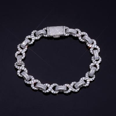 10mm Iced Out Infinite Chain Bracelet Bling Cubic Zirconia Bracelet for Women Men Birthday Gift Hip Hop Jewelry