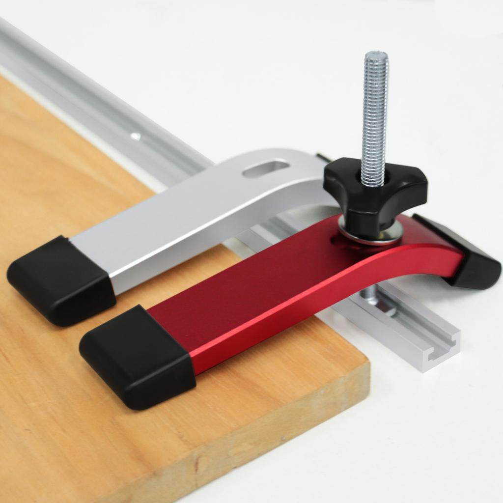 Woodworking Table Aluminum Alloy Quick Acting Hold Down Clamps, for T Slider Handle Workbench T-shaped Slide Slot Auxiliary Tool