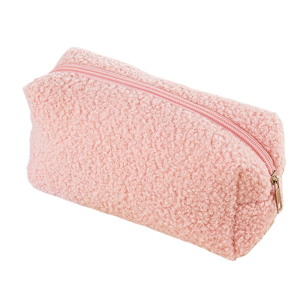 Fashionable Plush Cosmetic Pouch Portable Women's Cosmetic Organizer Clutch Storage Bag Lightweight Travel Makeup Bag