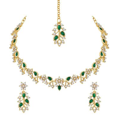 American Diamond AD mit farbigem Kristall Halsketten Schmuckset für Damen/Mädchen | Perfekt für Hochzeiten, Partys & Festliche Anlässe