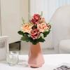 Artificial Bouquet Hennessy Corner Rose Blue Green Romantic Valentine Decor Faux Floral Arrangement Chic Home Table Decor