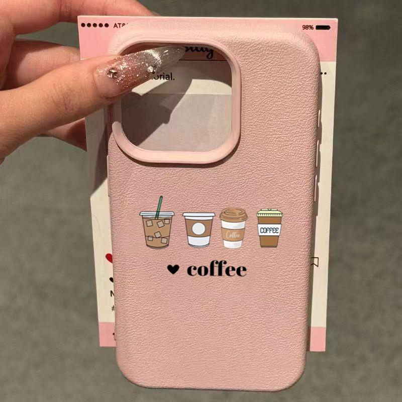 Minimalist Coffee Pattern Phone Case For Iphone 16 15 14 13 12 11 17 Pro Max Mini 7 8 Plus Vintage Floral Soft Cover