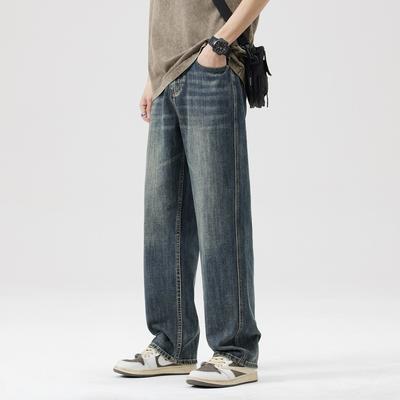 New Spring and Summer Jeans Men Loose Straight High Street Retro Trend Men