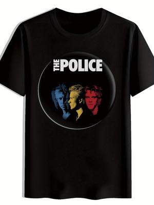 T-Shirt Vintage Rockband Grafik - THE POLICE Retro Musik Print Kurzarm Tee