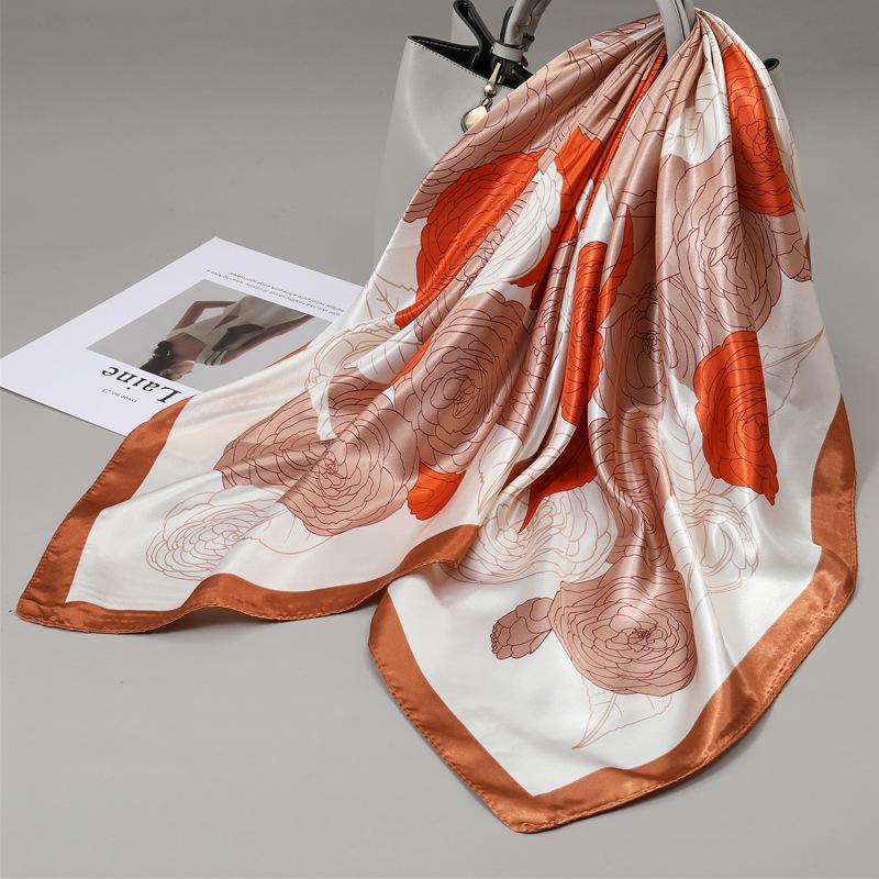 90 Square Scarves, Silk Scarves, Women's New Spring and Summer High-end Sense Versatile, Thin Scarves, Shawls Outside