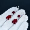 Atemberaubende Ohrringe mit rotem Granat-Edelstein, 925er Sterlingsilber-Ohrring, handgefertigte Boho-Silberschmuck-Hängeohrringe, Geschenk für Frauen