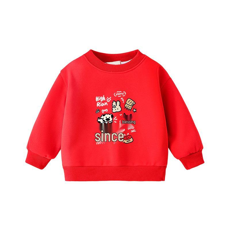 Child's Warm Cartoon Sweatshirt: Velvet, Thick, Long-Sleeve, Winter-Ready, Korean Casual Style—No Hood