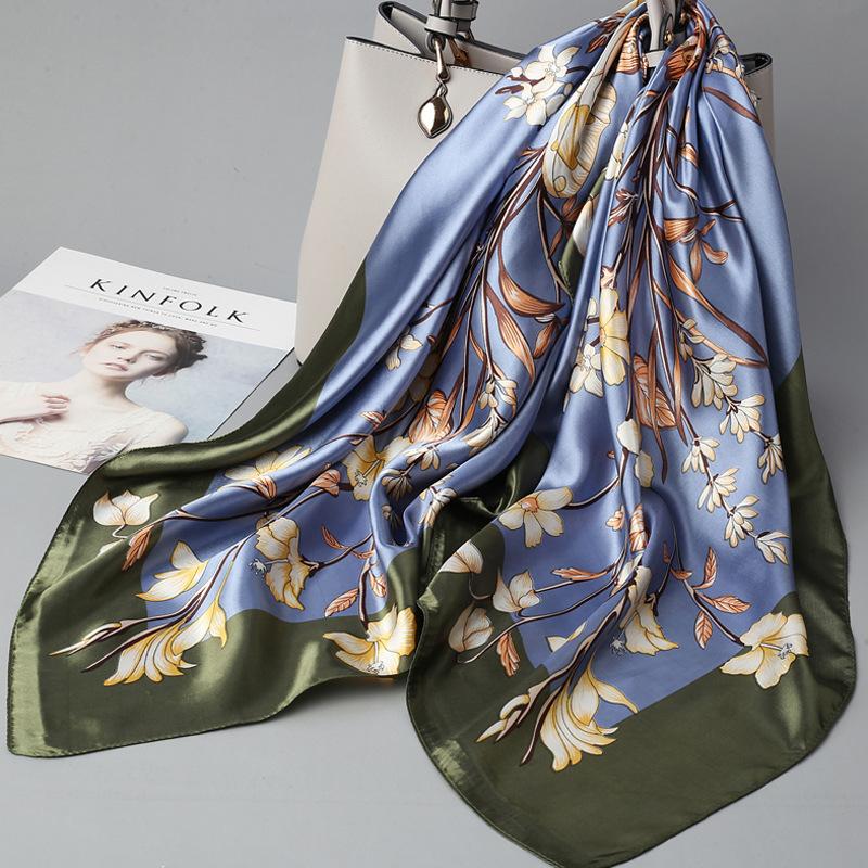 90 Square Scarves, Silk Scarves, Women's New Spring and Summer High-end Sense Versatile, Thin Scarves, Shawls Outside