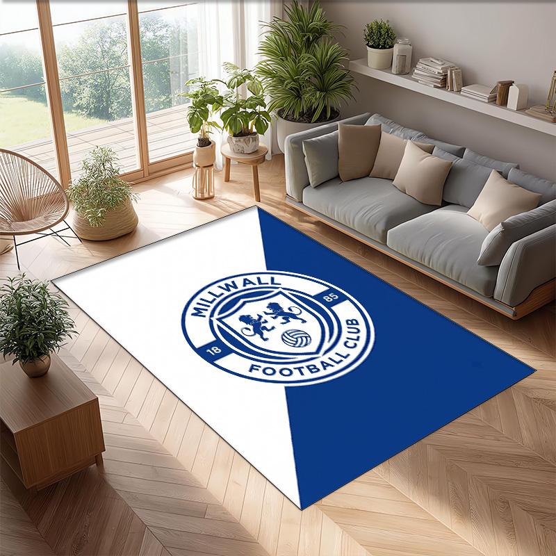 Millwall Football Print Crystal Velvet Rug, Comfortable Water Absorbent Non Slip Indoor Floor Carpet