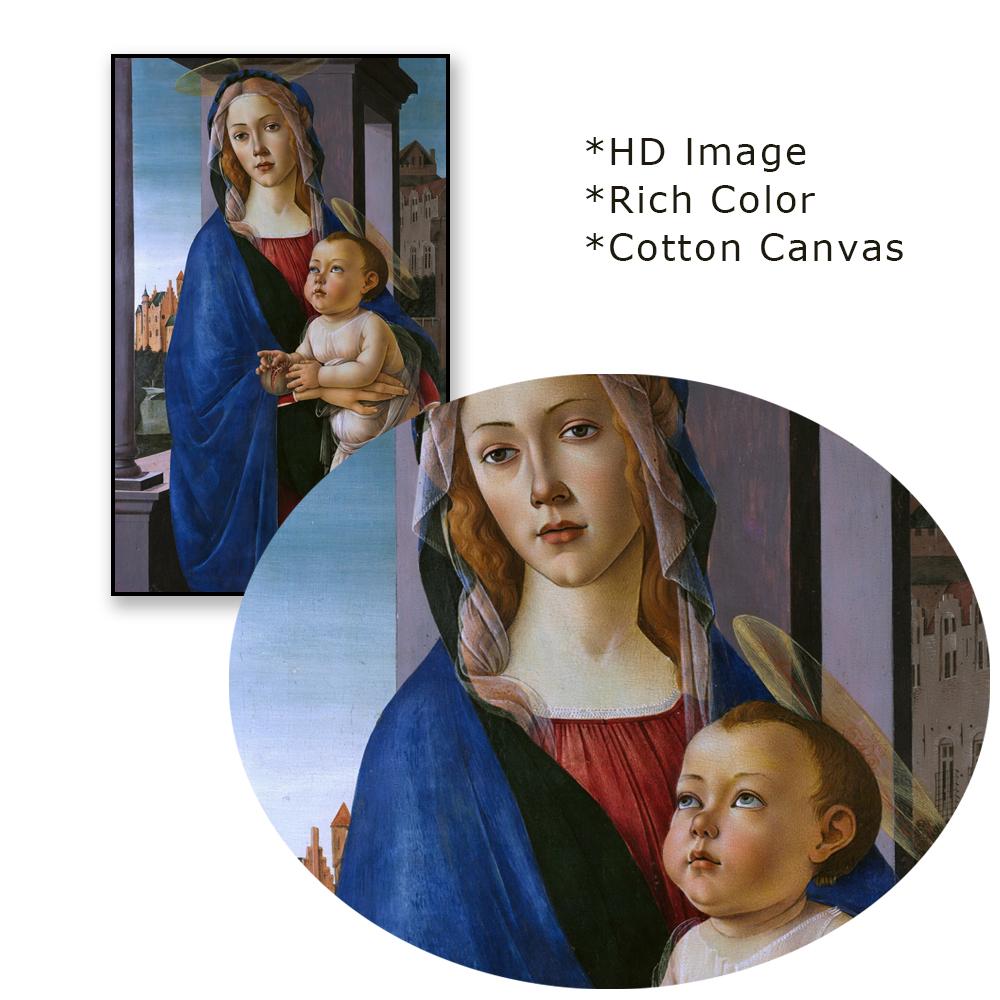 Classical Oil Painting The Virgin and Child Poster By Alessandro Botticelli Print Vintage Canvas Painting Home Gallery Decor
