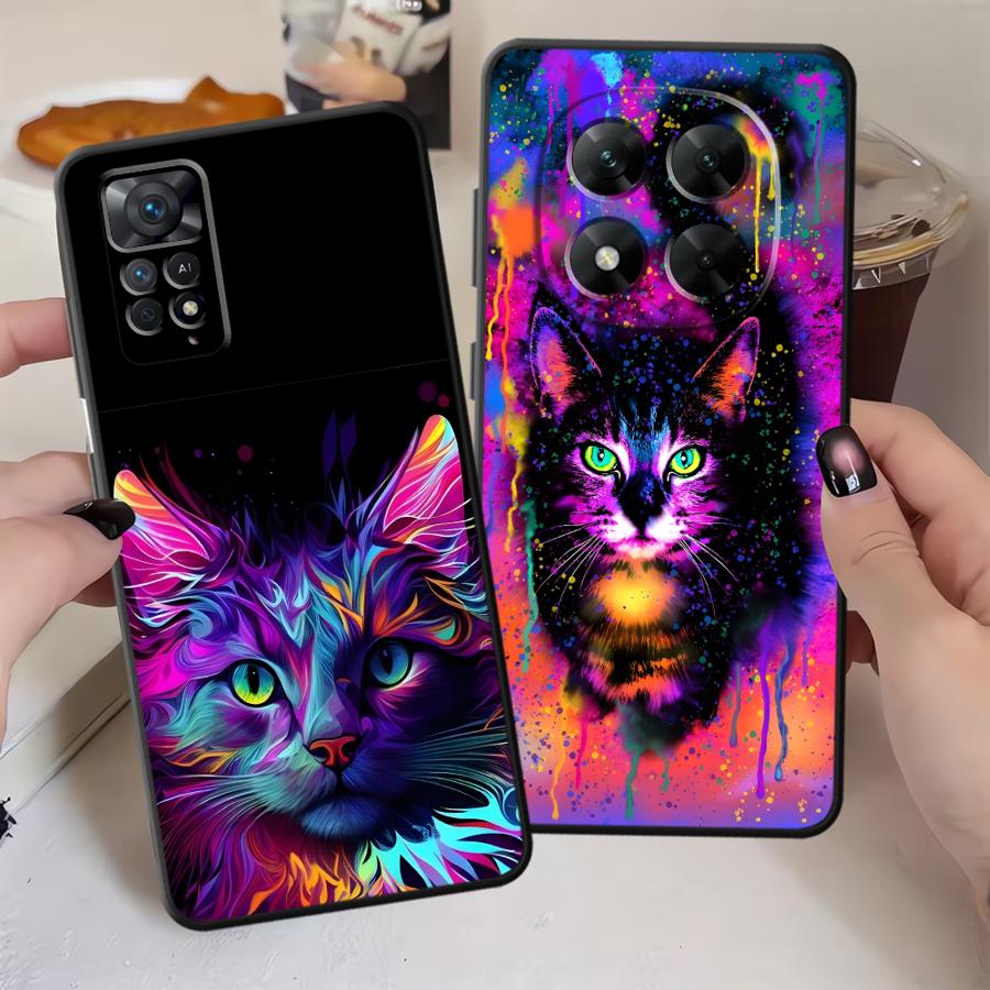 Hülle für Xiaomi Redmi Note 14 12C 13C 12 11 A1 A4 A5 14C 13 Pro Plus 9 8 7 10 A3 K80 Handyhülle K40 A2 A1 Coole bunte Katze