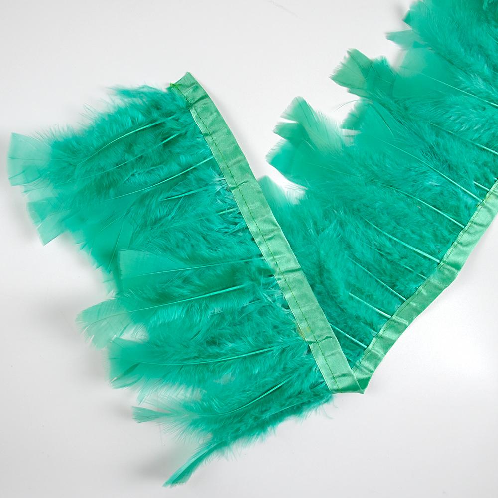 10-15cm Green Turkey Feather Trim Ribbon Fringe For Crafts Wedding Dress Decor Sewing Accessories Plumas 1Meter Long