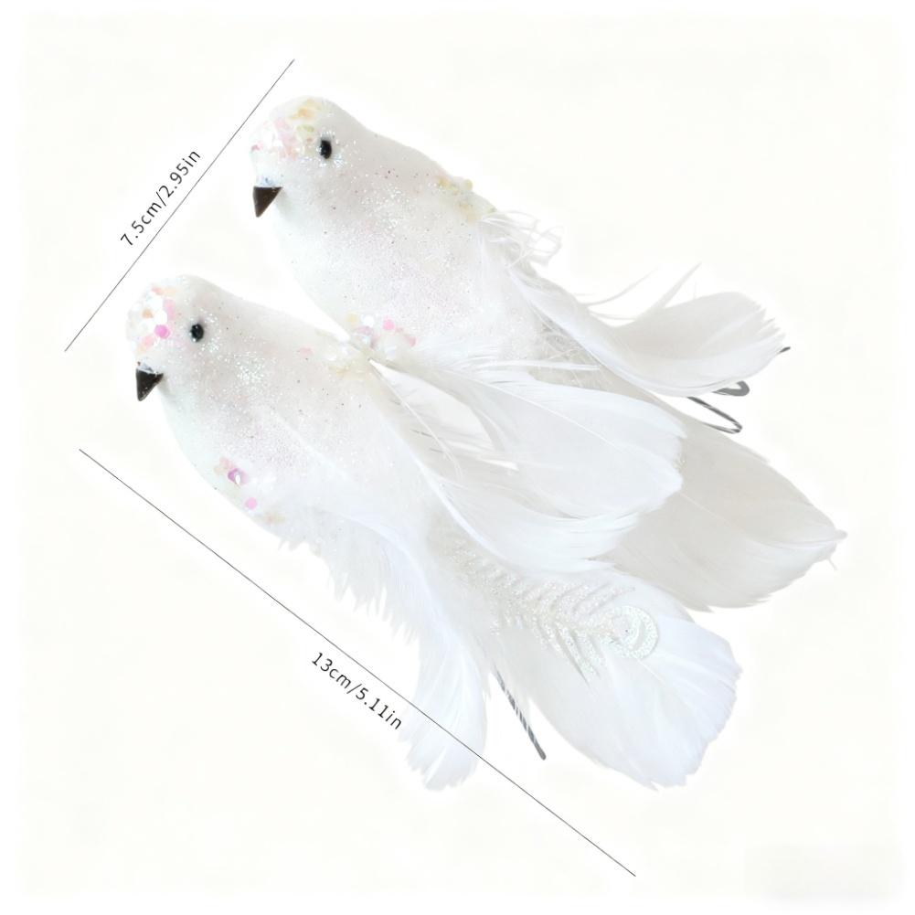 Foam Christmas Tree Ornament Bird Pair Red White Decorations For Garden Glitter Christmas Birds Artificial Foam