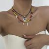 Bohemian Color Rice Beads Beaded Necklace Ethnic Style Fish Bone Flower Triangle Hang Tag Item Jewelry