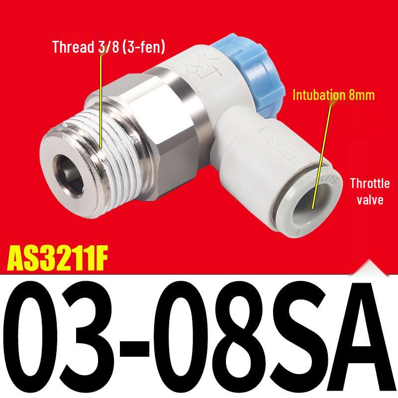 SMC AS1201F Pneumatic Speed Control Valve - Adjustable Throttle Push-Lock Fitting for Cylinder Control