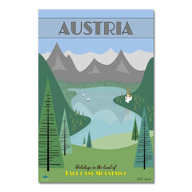 Ski In Austria Country Cable Car Vintage Travel Posters Canvas Painting Kraft Poster Coated Wall Sticker Home Decoration Gift No Frame