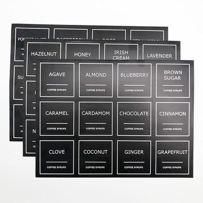 2.5" Waterproof Erasable Coffee Syrup Flavor Labels - Set of 36 Stickers