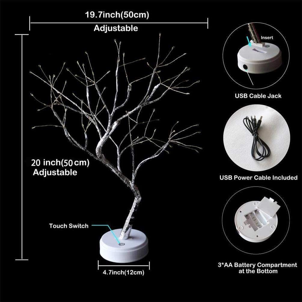 LED Bonsai Tree Light with 36 LEDs | Touch Sensor Table Lamp | USB & Battery Operated Fairy Light Tree for Home, Bedroom, Festive, Diwali,