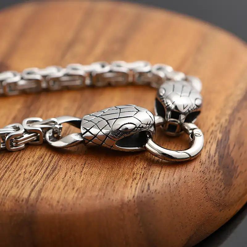 Domineering Men's Snake Head Wrist Bracelet Square Emperor Chain Zodiac Bracelet