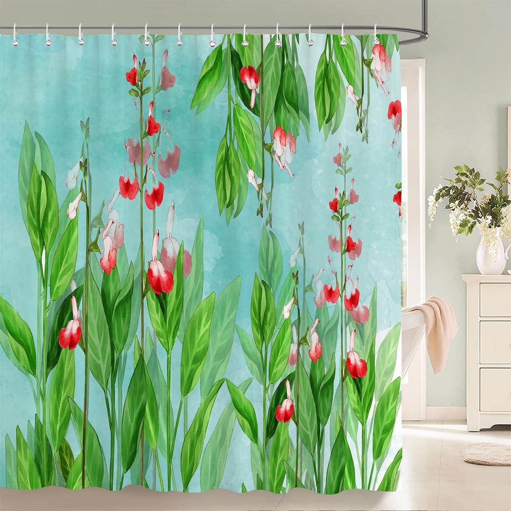 3D Bathroom Curtains Tropical Green Plants Palm Leaf Shower Curtain Waterproof Fabric Bath Screen With Hooks Home Decor Curtain