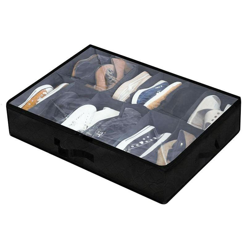 Under-Bed Foldable Shoe Storage Box, Portable, Large Capacity, Thickened Non-Woven Fabric for Home.