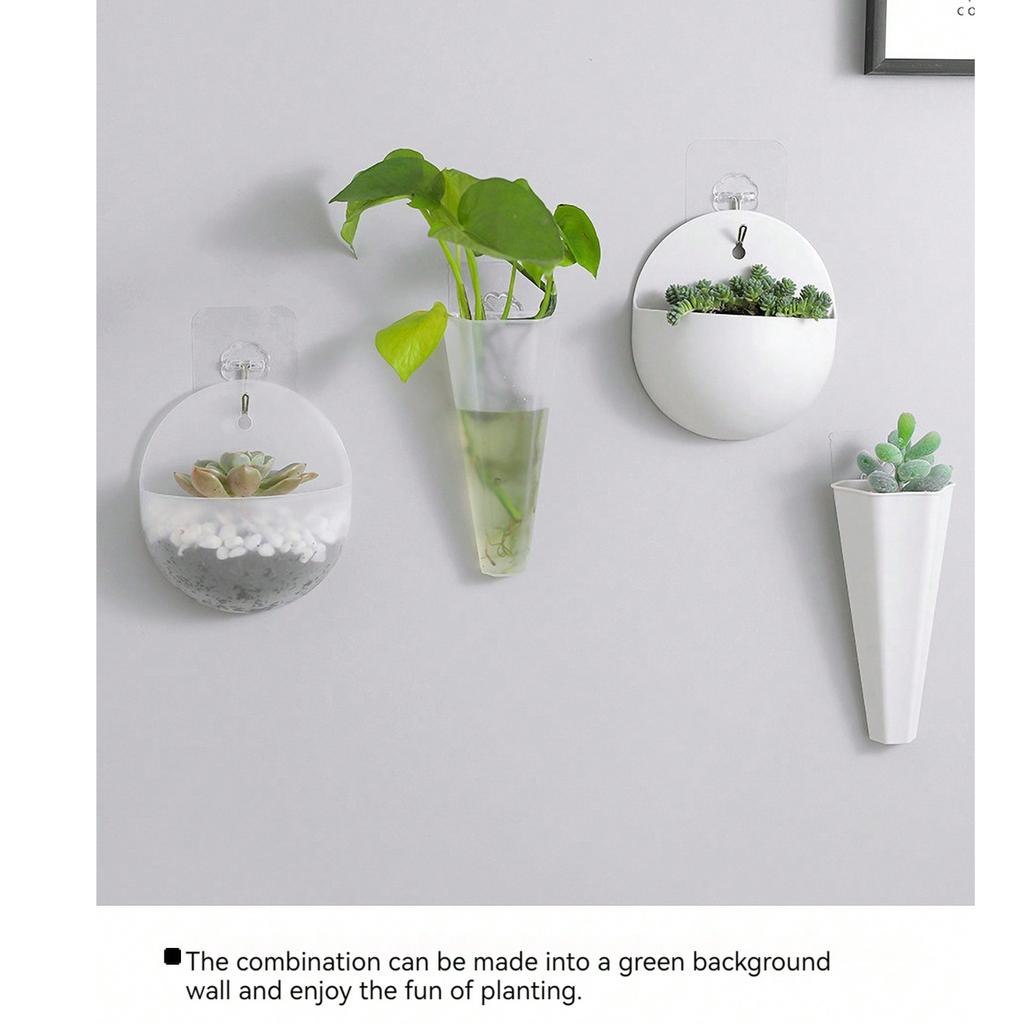 2pcs Home Hydroponics Wall Hanging Flowerpot Wall Hanging Vase Lazy Plastic Wall Hanging Wall Hanging Flowerpot