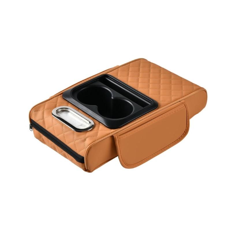 Car Armrest Box Thicken Height Pad Arm Rest Cushion with Pocket Tissue Cup Holder Elbow Support Universal