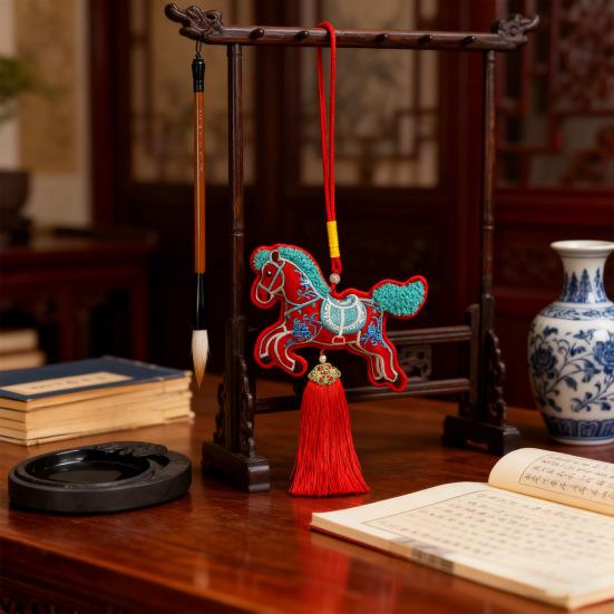 2026 Rok koně Přívěsek čínského nového roku Závěsná ozdoba s třásní Znamení zvěrokruhu Kůň Feng Shui přívěsek pro domácí dekoraci do auta