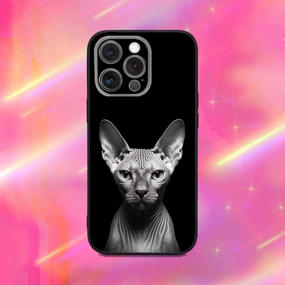 Sphynx Sphinx Cat Phone Case For iPhone 16,15,14,13,12,11,Pro,Max,Plus,X,XS,XR,SE,8,7,Mini,Soft Silicone Black Case iPhone13PRO