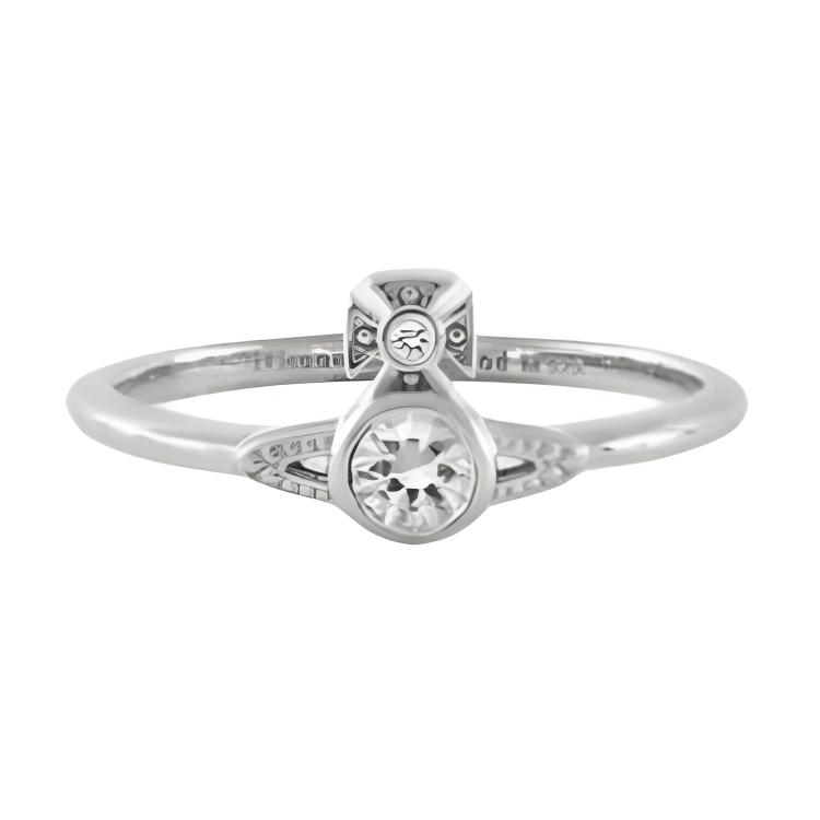 

Vivienne Westwood London Orb Saturn Small Diamond Ring Unisex rings Silver 64040100-01P102-SM-PLATINUM Basic Packaging-Dust Bag+Box,XS