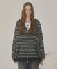 Leathery Striped Raglan Hoodie [Charcoal]