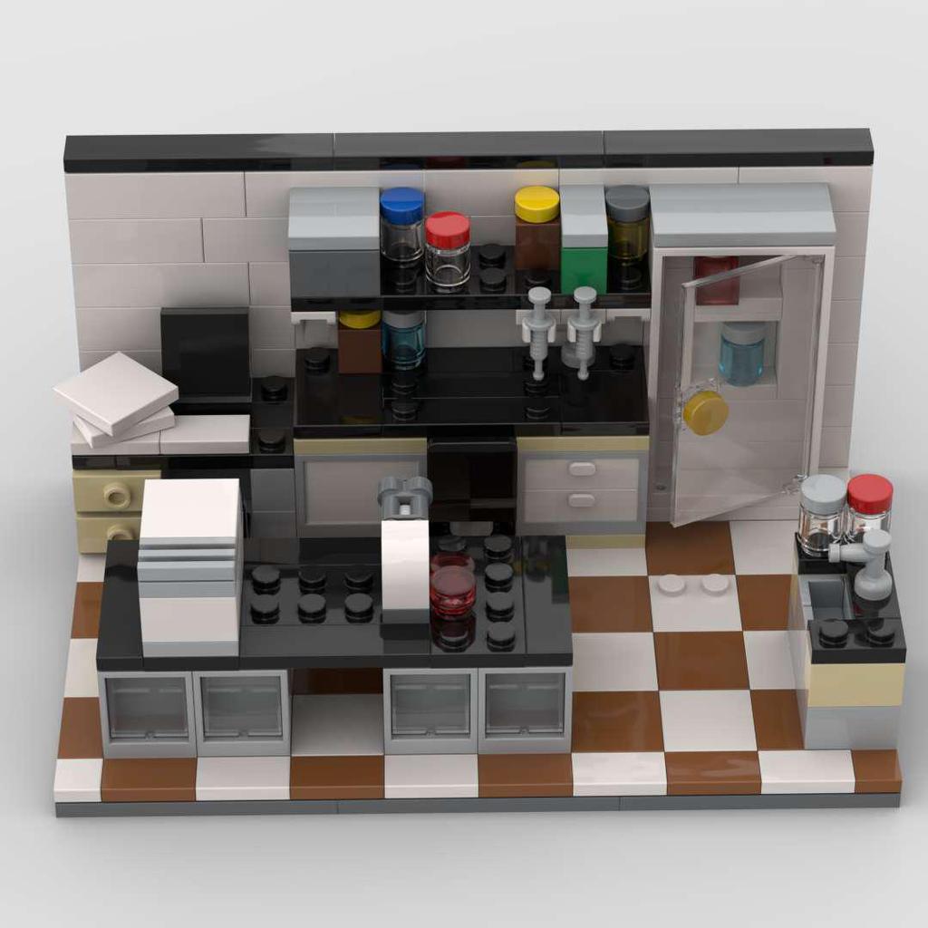 MOC Mini Building Blocks Toy Figure for Home Decor - DIY Laboratory City Scene Model Gift