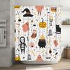 Halloween-themed Shower Curtain with Witch Hat Patterns for Home Decor In Bathroom Accessories White 75x180cm #364292