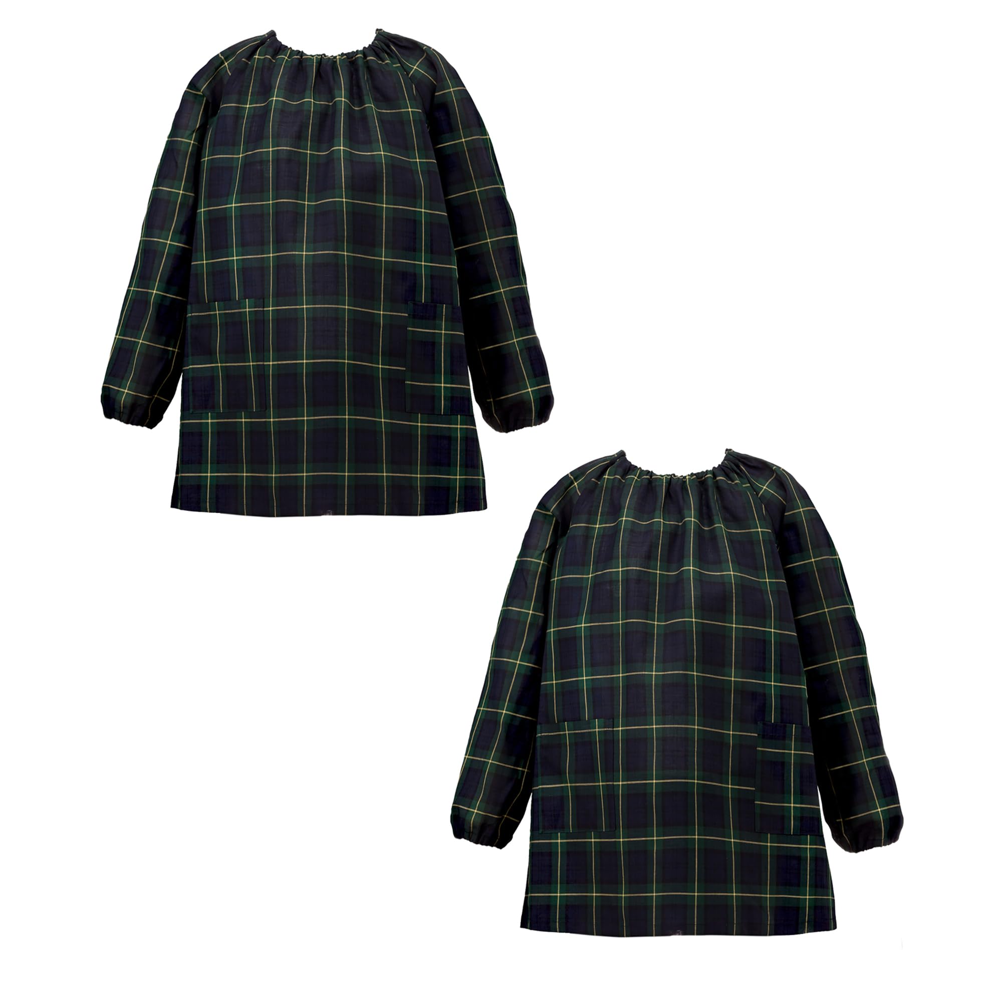 

КРАСОЧНЫЙ КОНФЕТНЫЙ СТИЛЬ Смок Тартан Зеленый Набор из 2 шт. Девочки Мальчики Стильный Детский Смок с Длинным Рукавом Детский Сад Фартук Начальная Школа Детская Каллиграфия Искусство