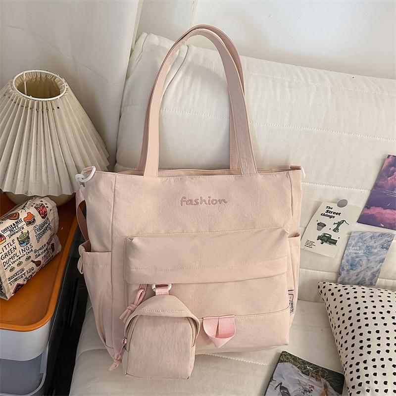 Large Capacity Commuter Shoulder Bag Women's Tote Bag Student Book Bag with Coin Purse