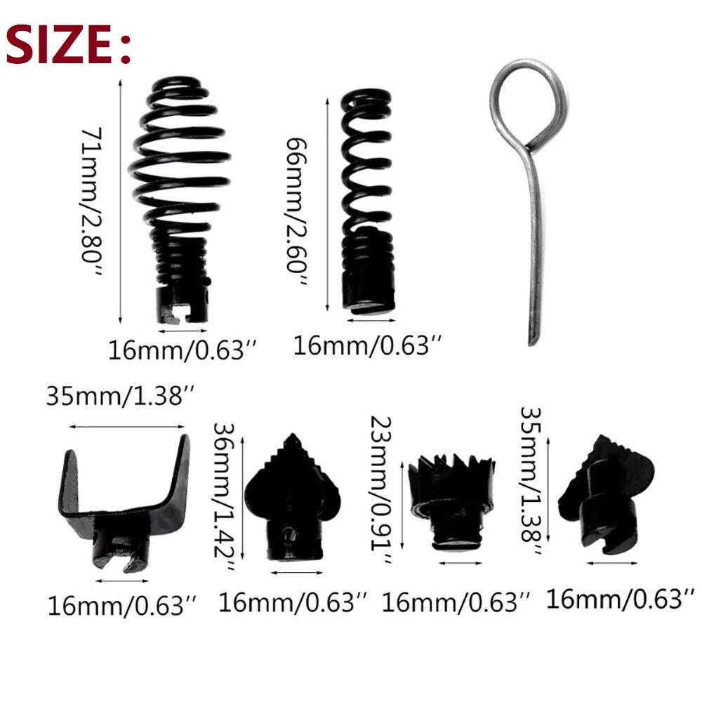 7Pcs Cutter Set Drain Cleaner Plumbing Snake Tool Cable Auger Clog Sewer Pipe