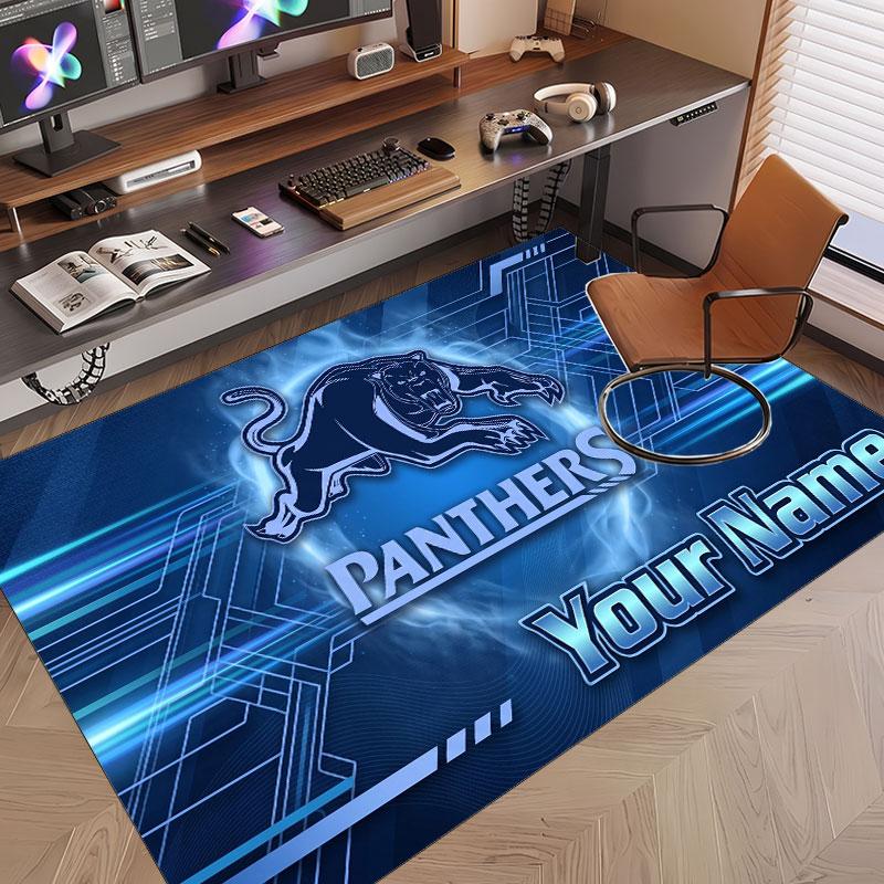 Custom Rug Penrith Panthers Pattern Print Name Text Soft Non‑Slip Floor Carpet for Home Indoor Decoration