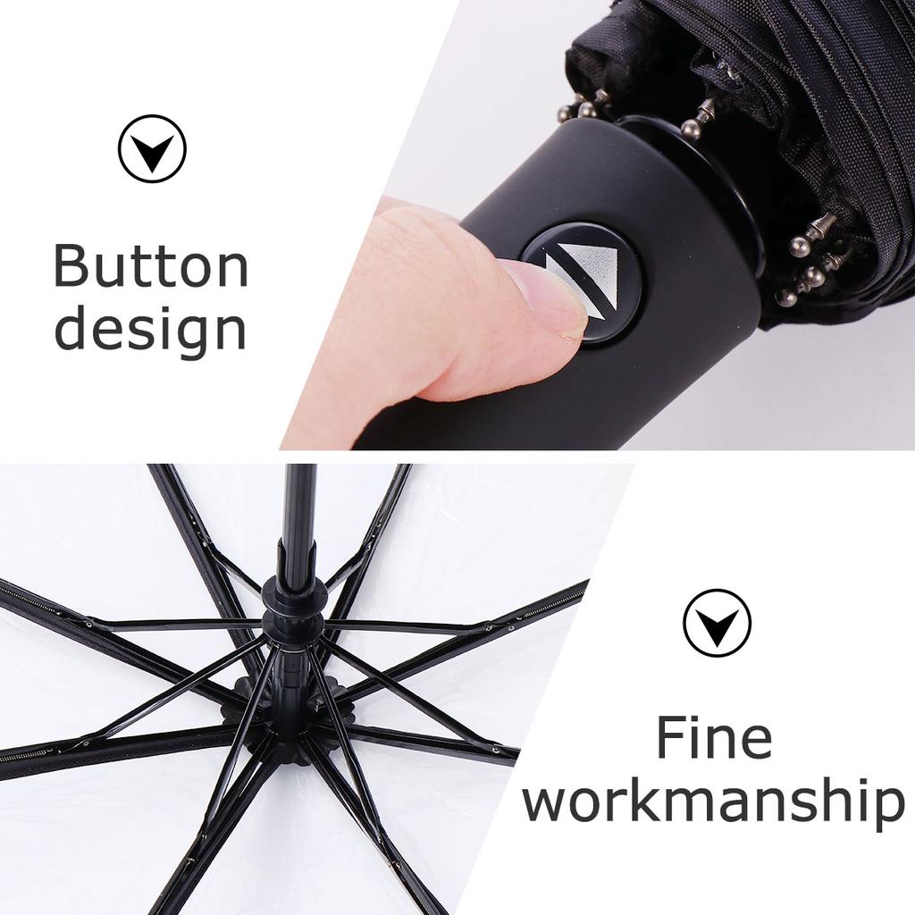 Handle Fully Automatic Three-fold Transparent Umbrella Travel Men Women Folding Mini Material: Rubber Small Rainy Day