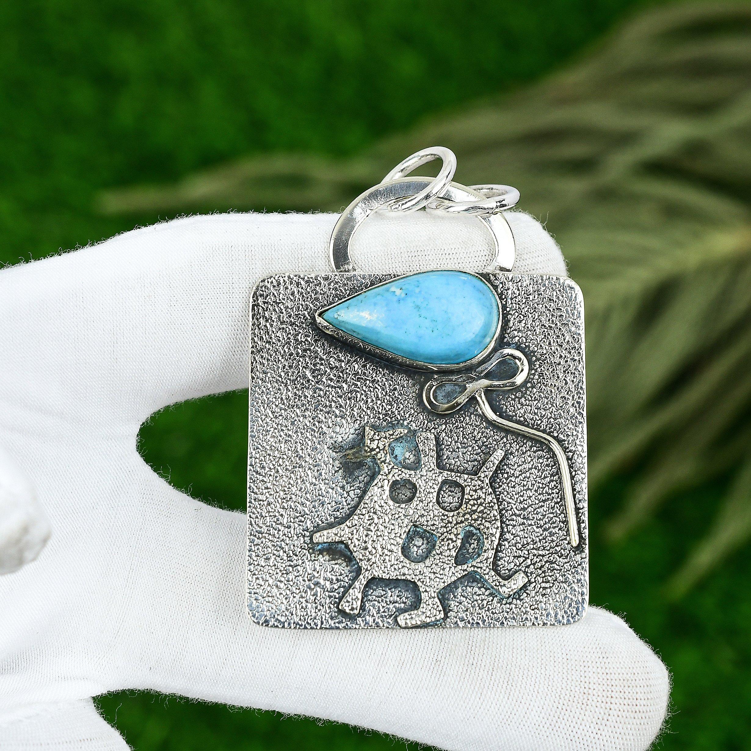 Friendship Day Deal Sleeping Turquoise Gemstone Sterling Silver Pendant Jewelry