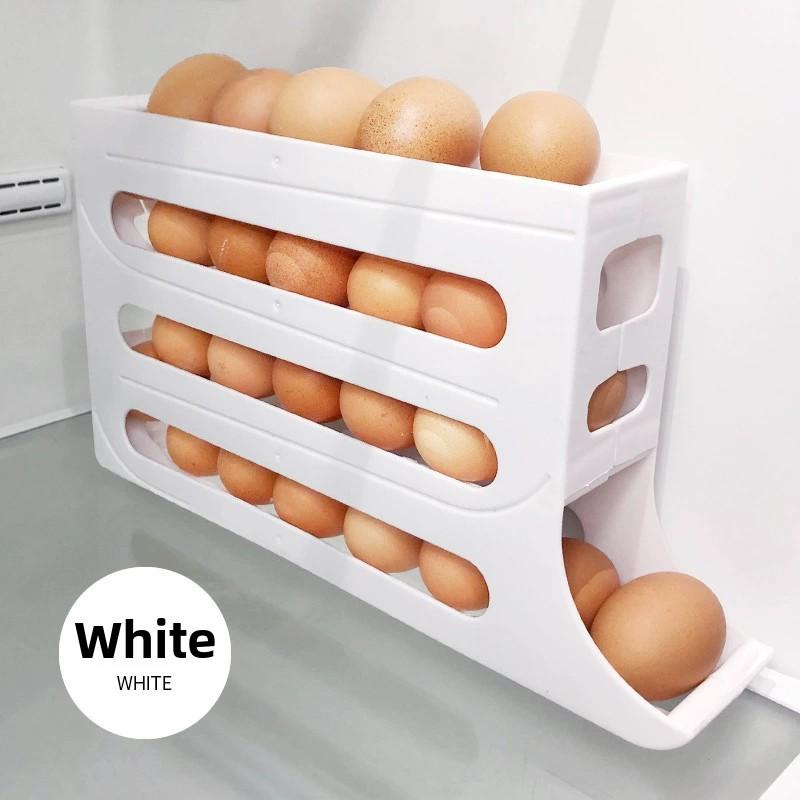 

4-слойный автоматический подвижный держатель, стойка для холодильника, ящик для хранения яиц, контейнер, кухонный холодильник, диспенсер для яиц, органайзер для яиц на холодильнике