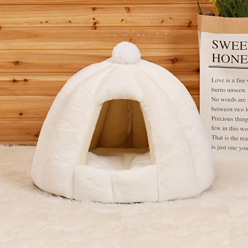 

Mongolian Yurt Cat House, Pre-Assembled Plush Pet Tent for Indoor Cats & Small Dogs, Warm Cozy Hideaway Bed with Soft PP Cotton белый