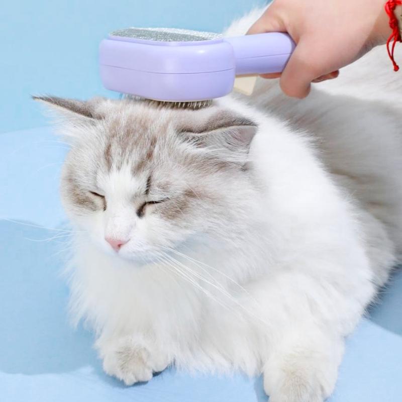 Pet Double-Sided Self-Cleaning Hair Removal Comb Pet Hair Cleaner Brush Cat Shedding Brush Massage Comb Pet Cleaning Supplies