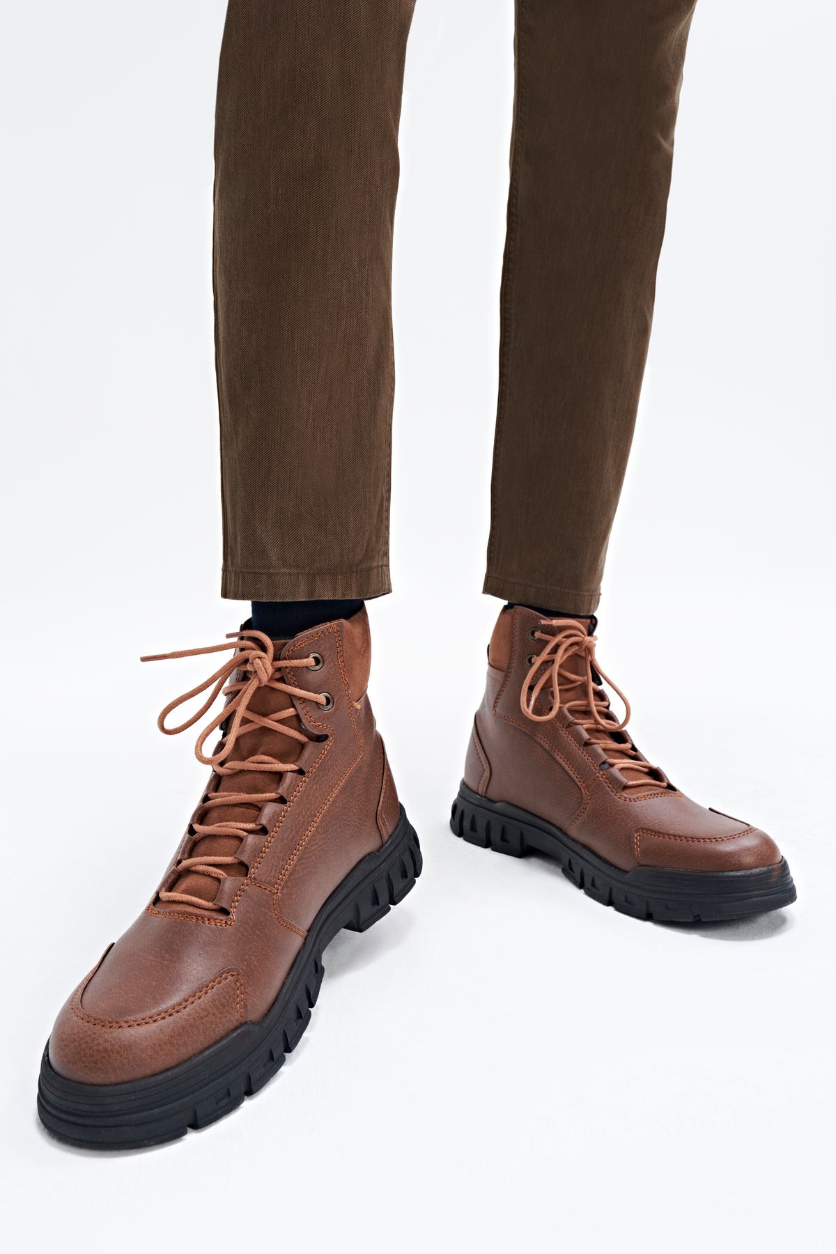 

Мужские модные ботинки из искусственной кожи на плоском каблуке, коричневые ботинки, обувь 40