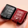 Simple PU Leather Crocodile Pattern Korean Style Lipstick Bag With Mirror Portable Mini Makeup Bag Storage For Women