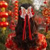 Red New Year Hairpin Tassel Hanfu Hair Ornamen Sweet Bow Ribbon Hair Clip  Braid