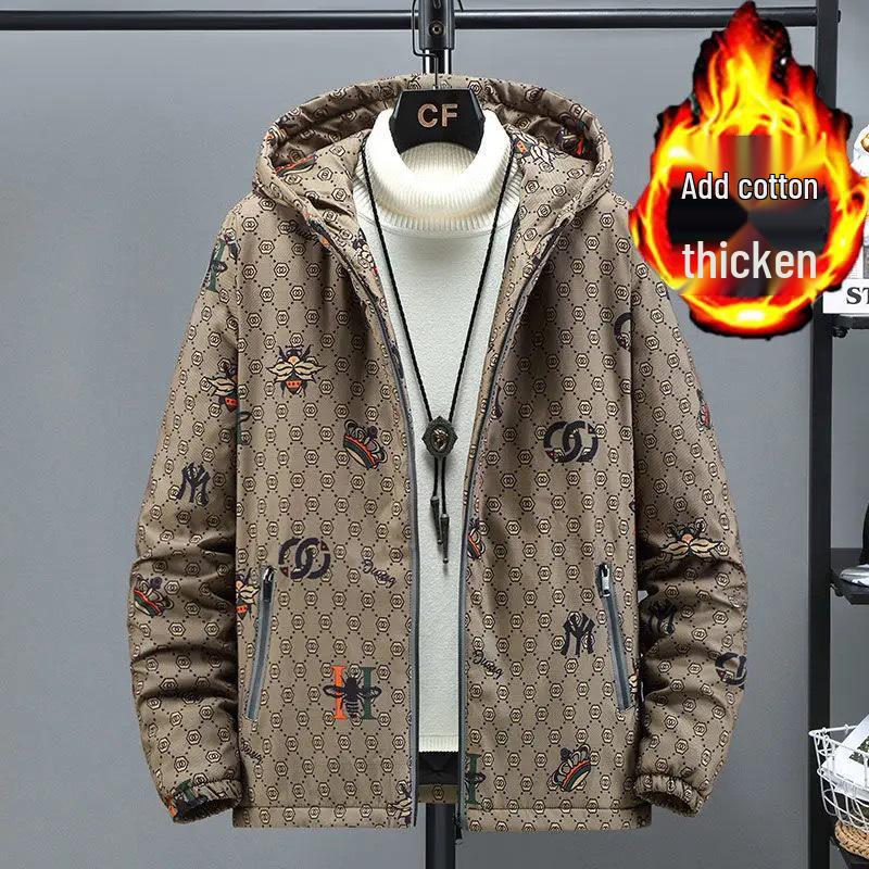 Europejska Modna Męska Kurtka Jacquard w Kratę ze Stójką - Koreański Styl Wiosenno-Jesienny Casualowy Top