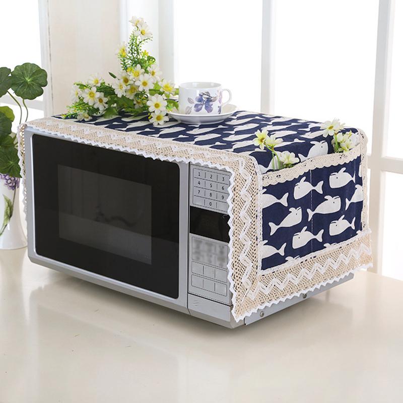 1PC Microwave Oven Machine Washable Cloth Cover Multi-purpose Cotton Linen 100*35cm Grease Proof Cover Kitchen Decor Dust Cover